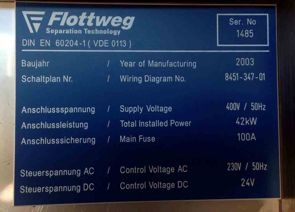 16.5 " Dia Flottweg Z4E4/444 Tricanter Centrifuge 13035 New Used