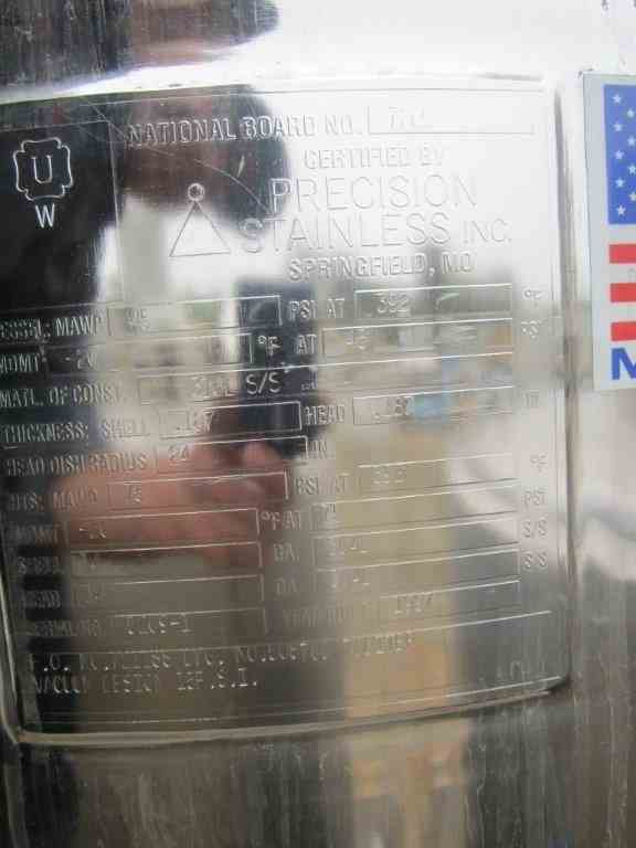 32 Gal Precision Stainless Inc 316LSS Pressure Vessel 9640 New
