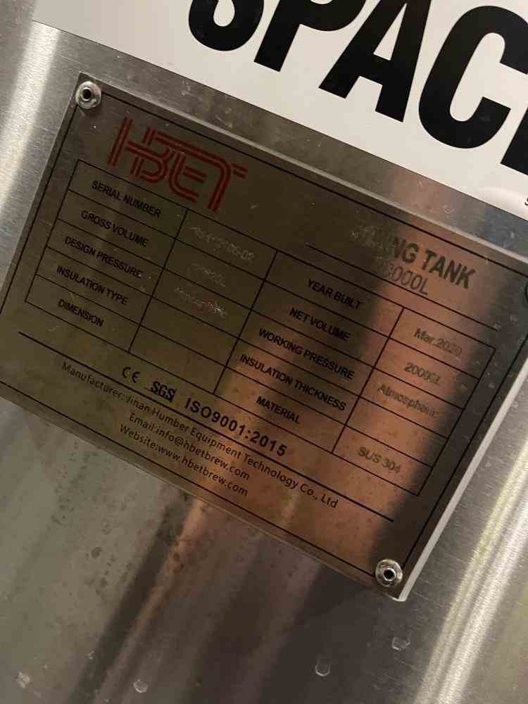 5300 Gal HBETBrew Co. Stainless Steel Tank 19842 New Used and