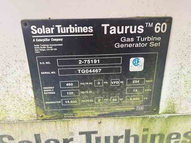 5600 KW Solar Taurus 60 Gas Turbine Generator | 20957 | New Used