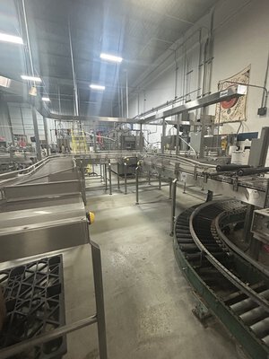 48-Head 300 BPM KHS Rotary Short-Tube Bottle Rinser, Filler, Crowner with Complete Used Bottling Line